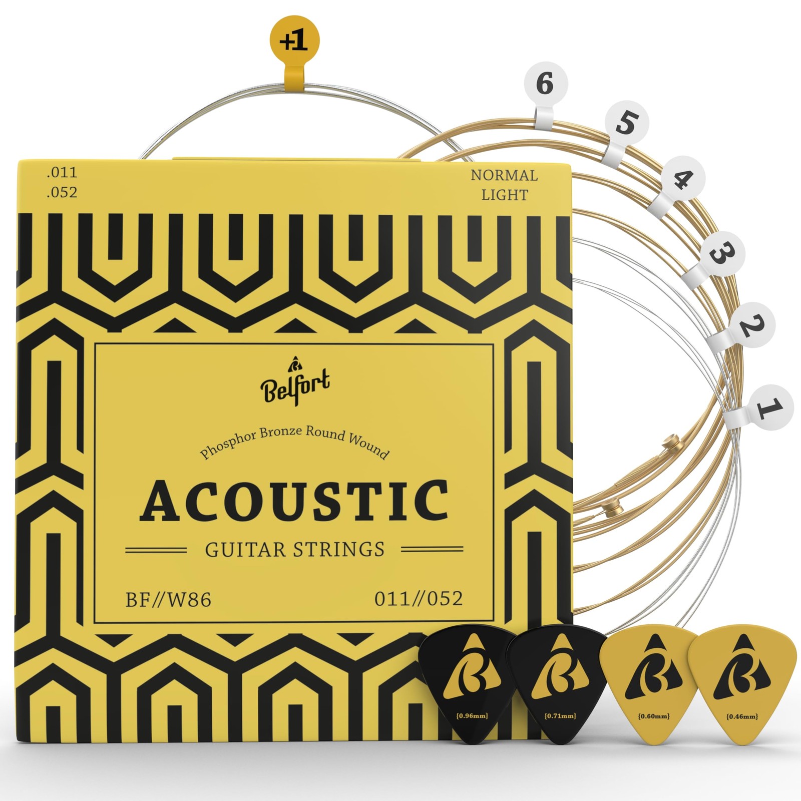 ® quality acoustic guitar strings - 6 string set - Premium coating with Phosp...
