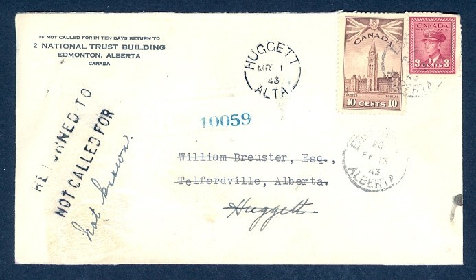 CANADA HUGGETT ALTA/MR1/43 SPLIT CIRCLE RECEIVER IDEAL STRIKE REG COVER