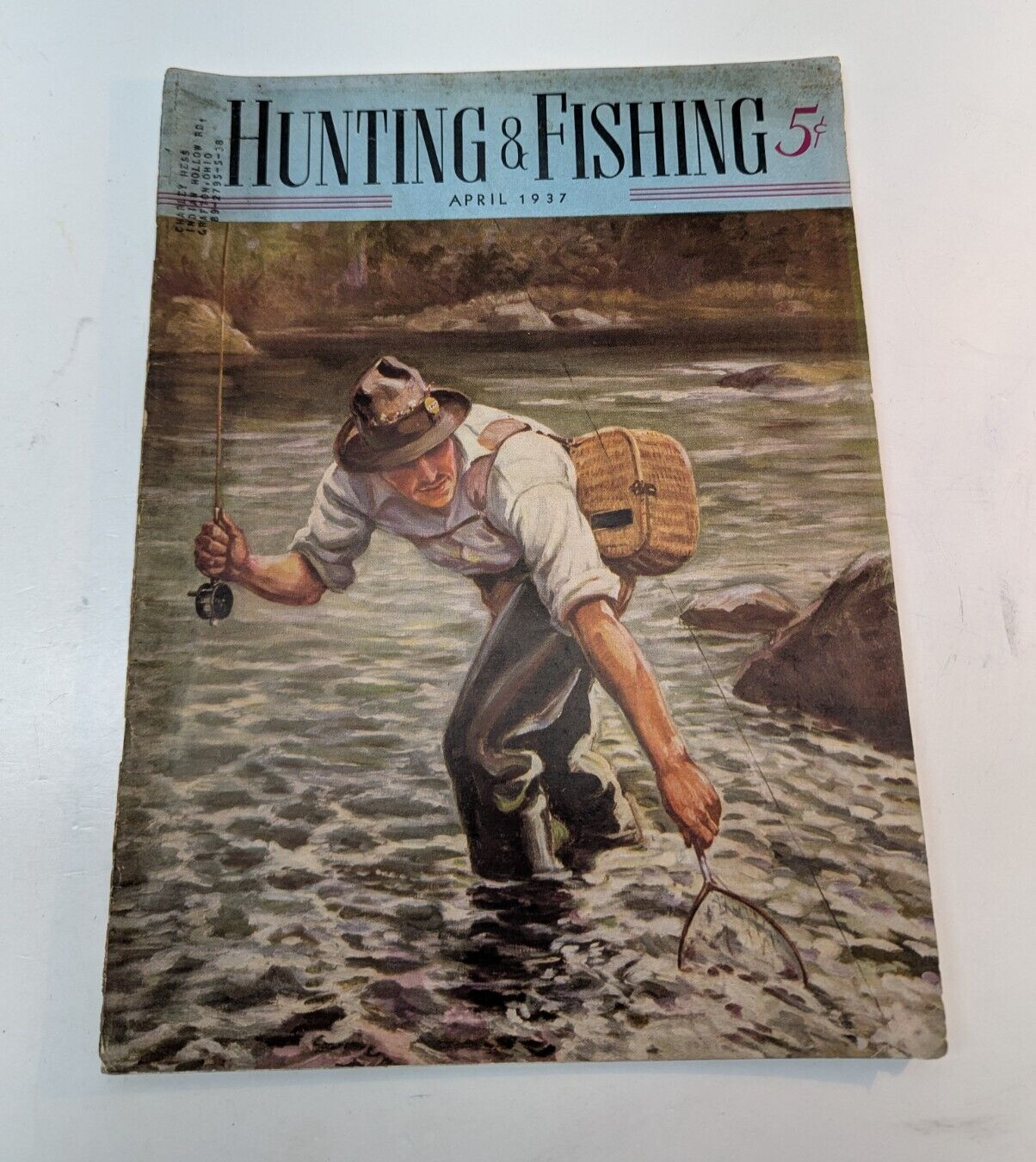 Hunting And Fishing Magazine April 1937 Fly Fishing Cover 