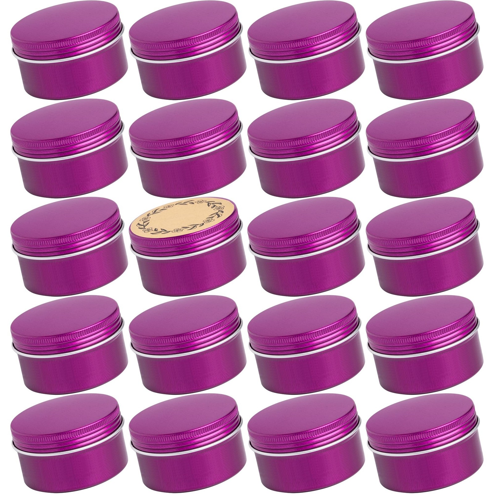 24 Pack 4oz Screw Top Aluminum Tin Jars with Screw Lids and Blank Labels - Re...