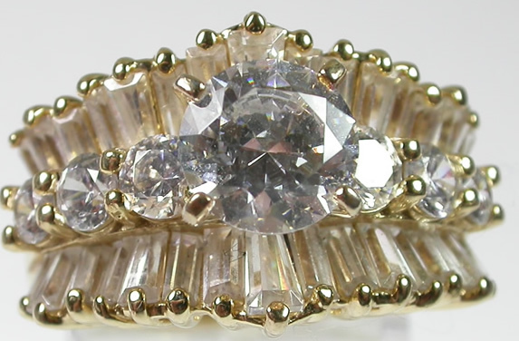 Ring in Sterling Silver Vermeil  Bagette Cubic Zirconia in Size 6 Wedding