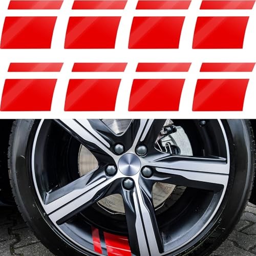  8 Pcs Wheel Rim Decal Stripes Car Decals for 18-21 Inch Wheels Reflective Red