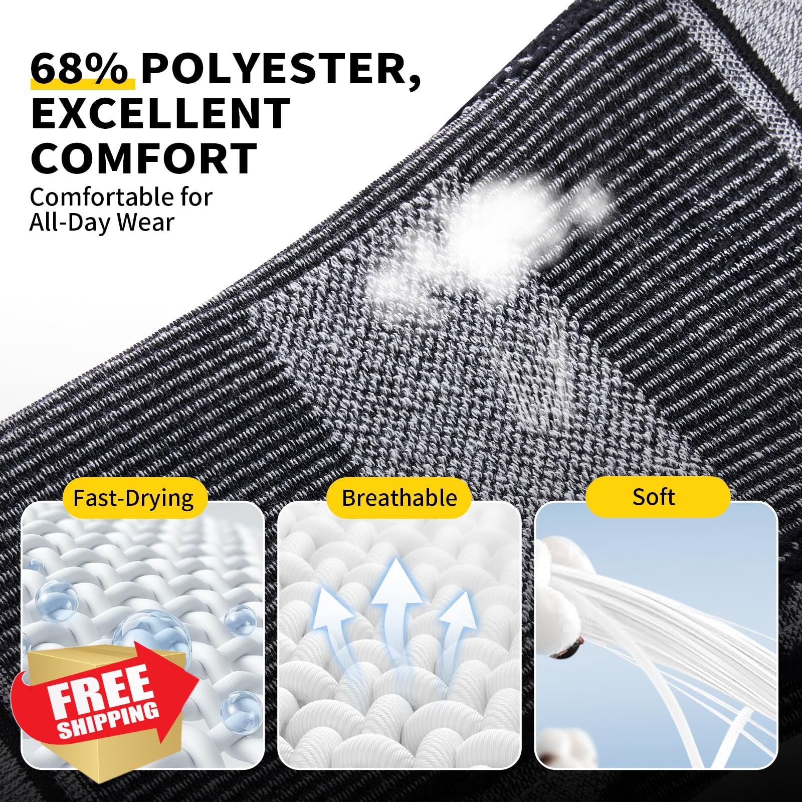 Cambivo Knee Brace Large Gray 2 Pack Compression Sleeve Stabilizers