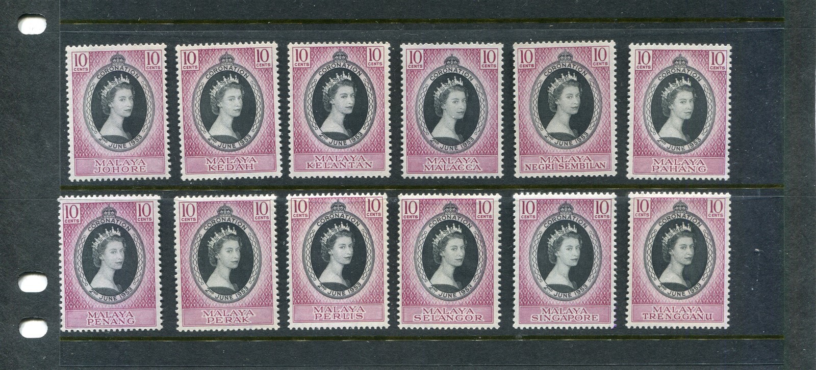 Complete Malaya Elizabeth II Coronation Issue [Mint Never Hinged]