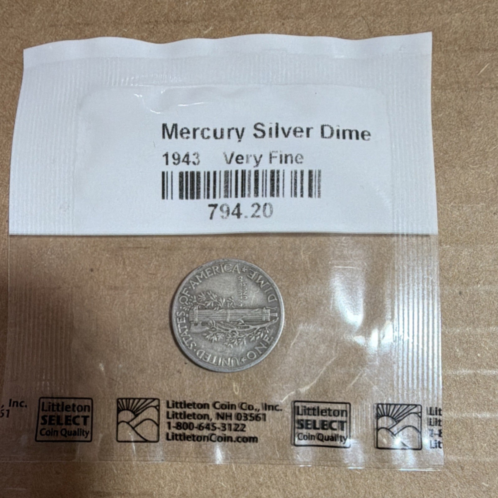 Mercury Silver Dime 1943 Very Fine Circulated Business Strike Uncertified