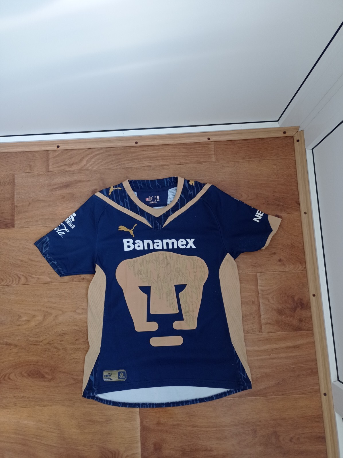 Banamex Gold  & Black  Soccer Futbol Polyester Jersey EUC Boys XL  BLOCK CORE