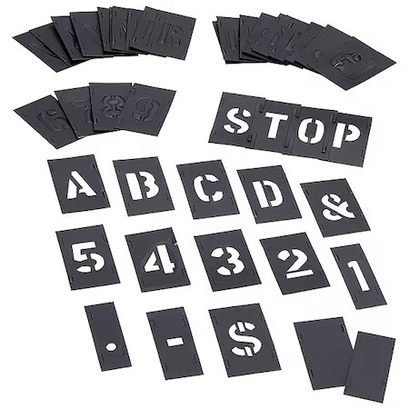 C.H. Hanson 10191 Stencil Set, Combination Set, Gothic Font, Pvc, 46 Pieces