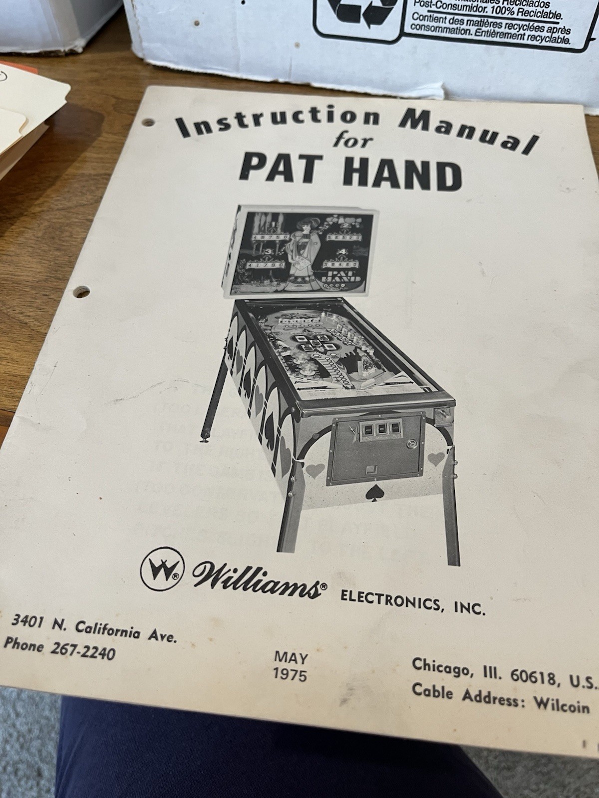Pat Hand Pinball Manual & Schematic 