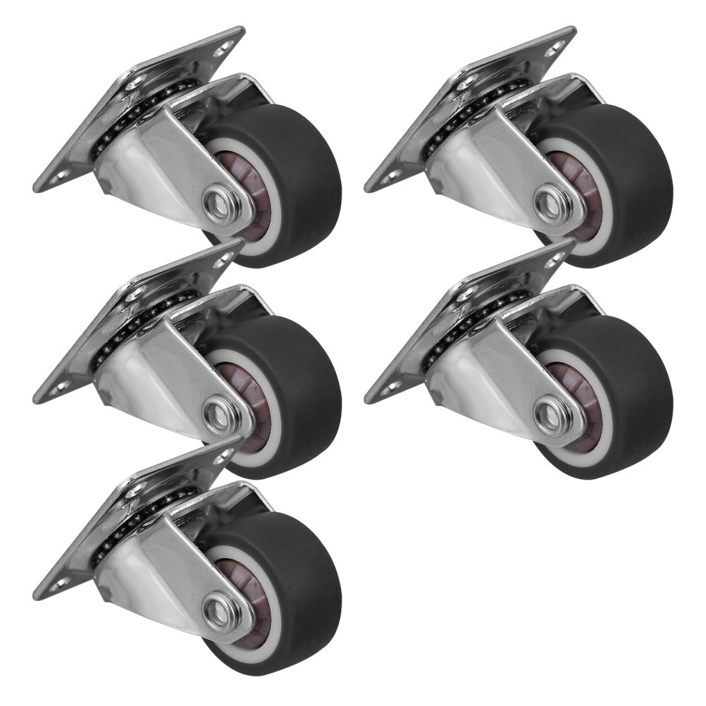 5pcs 1.25inch Threaded Stem Mount Industrial Castors Swivel Wheel Replacement