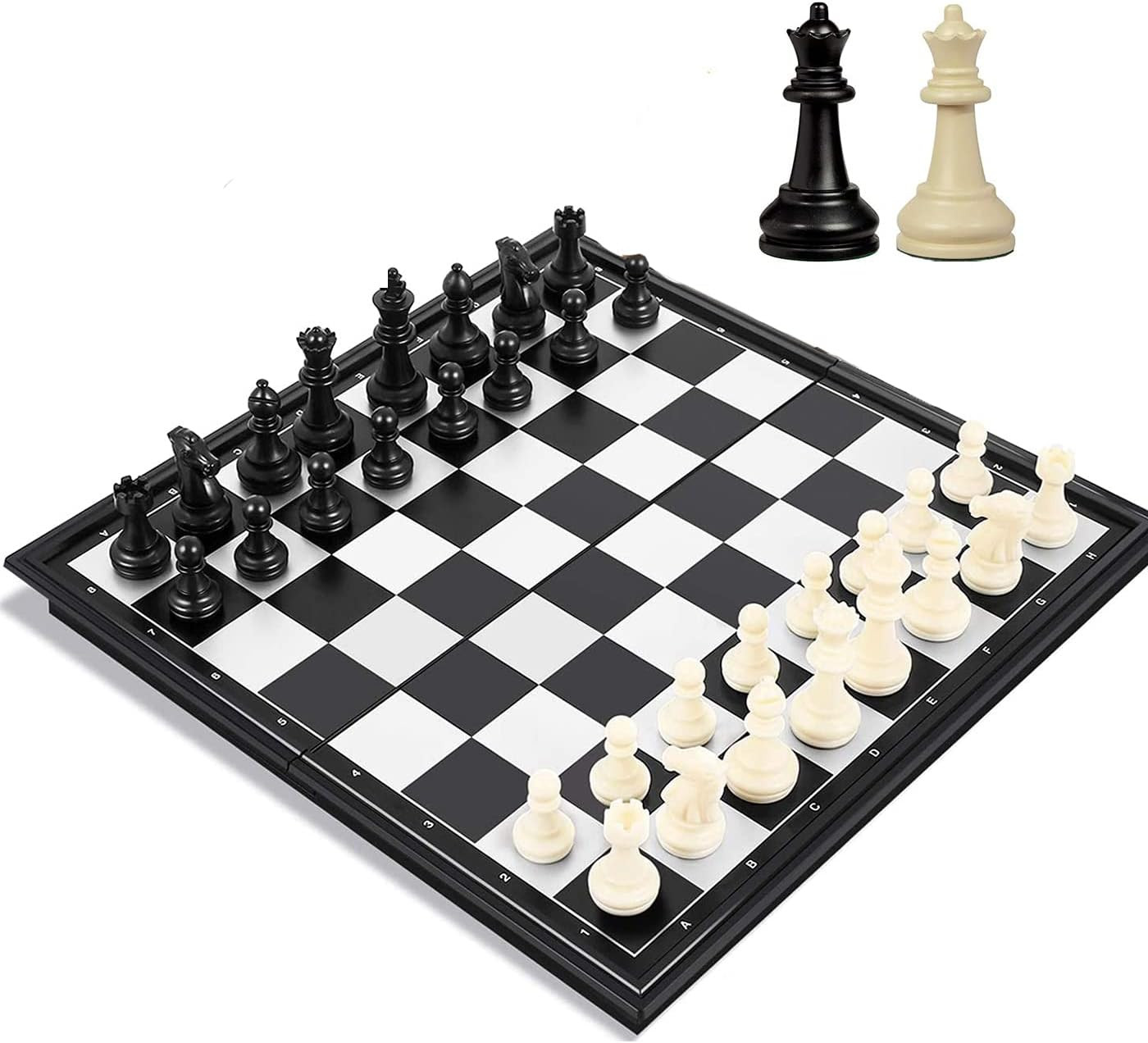 Travel Chess Set, 10 Inch Magnetic Chess Board with 2 Extra Queen Portable Foldi