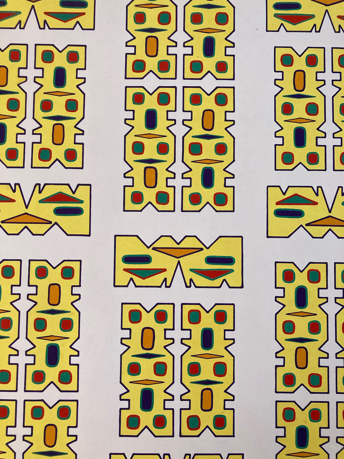 Très Beau Dessin Abstrait Gouache Sur Papier Abstraction 1970 A Identifier Art