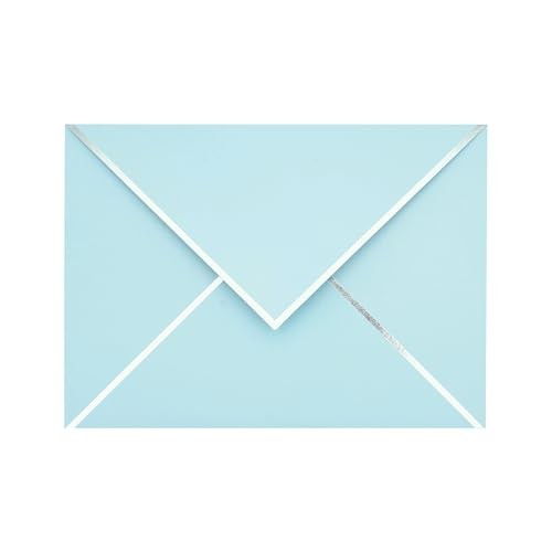 A7 Envelopes - V Flap Foil Border Luxury Mailing Envelopes 25 Pack Baby Blue