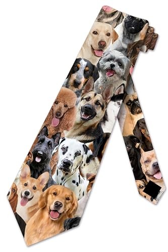 Three Rooker Dog Ties Mens Puppy Dog Necktie Animal Lover Tie 