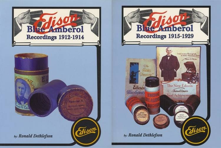 TWO BOOKS Edison Blue Amberol Recordings 1912-1929 Record Cylinders - Dethlefson