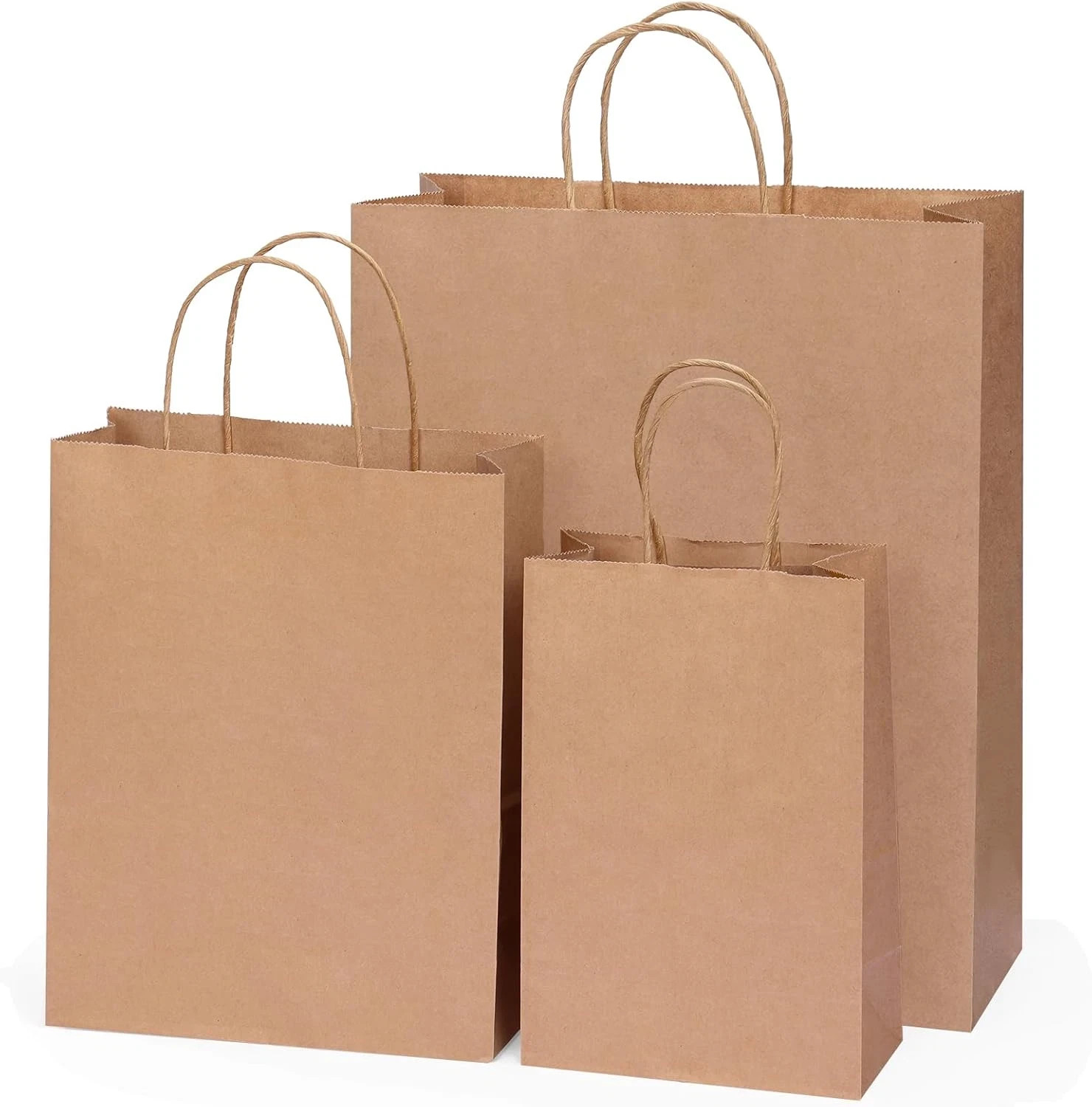 OUTUXED 100Pc Brown Paper Bags with Handles Bulk Brown Gift Bags