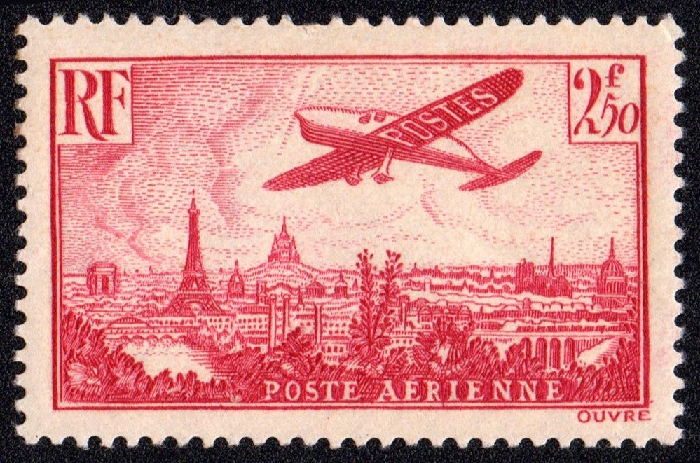 FRANCE 1936 Air mail airplane above Paris 2.50 fr  rose  Yvert 11 MH W2654