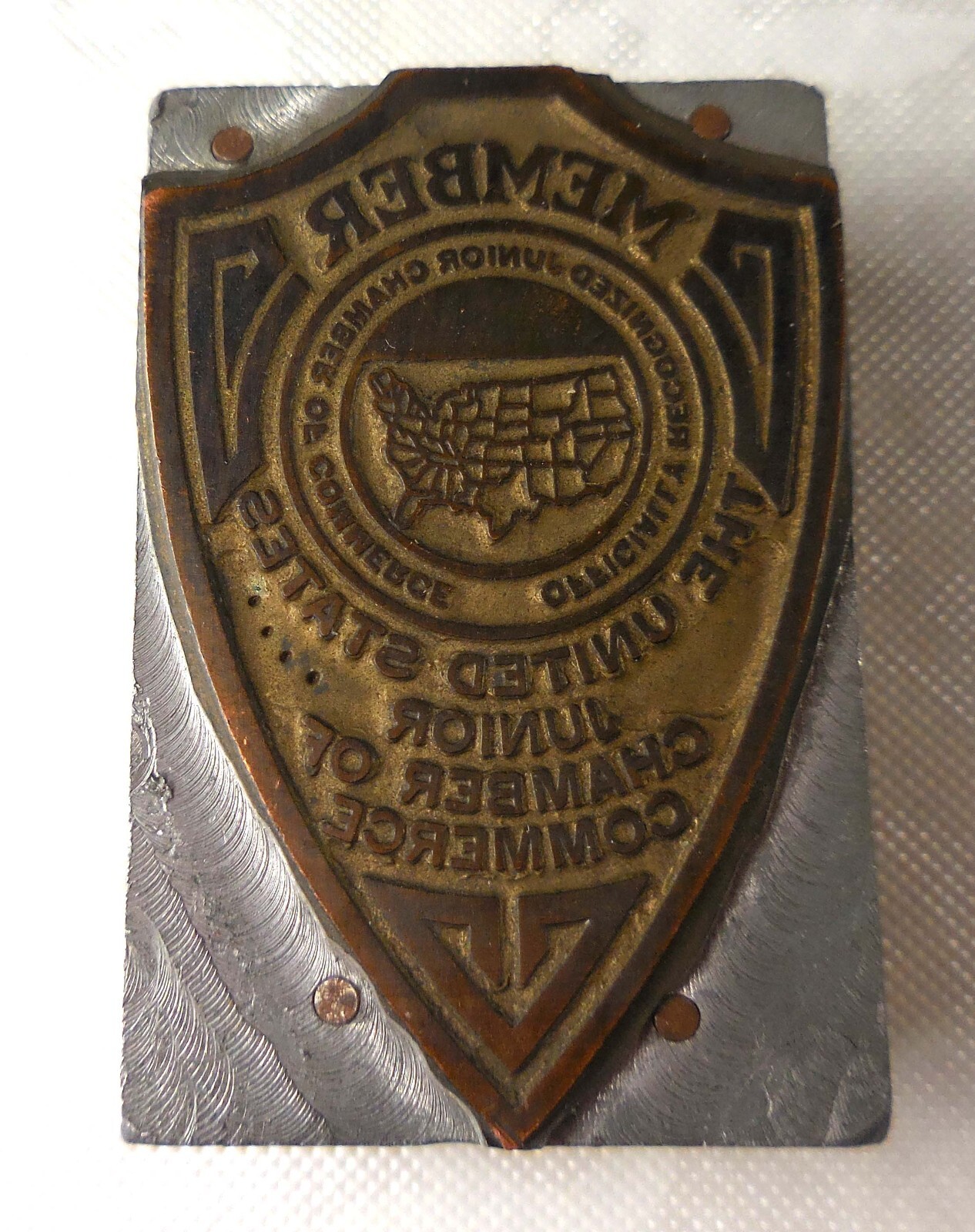 US Junior Chamber Of Commerce Letterpress Printing Plate 1.5"W x 2" L x 3/4" H