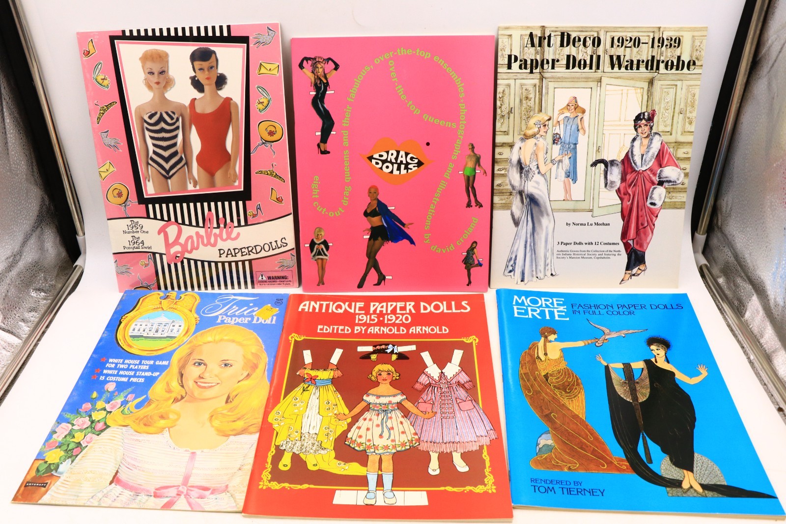 Lot Of 6 Decent Paper Doll Books Antique Barbie Tricia Drag Art Deco Tierney