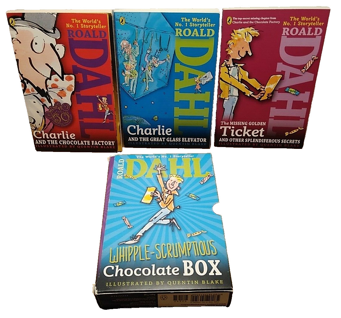 Roald Dahl Whipple-Scrumptious Chocolate Box 3 Book Set Charlie Elevator Ticket