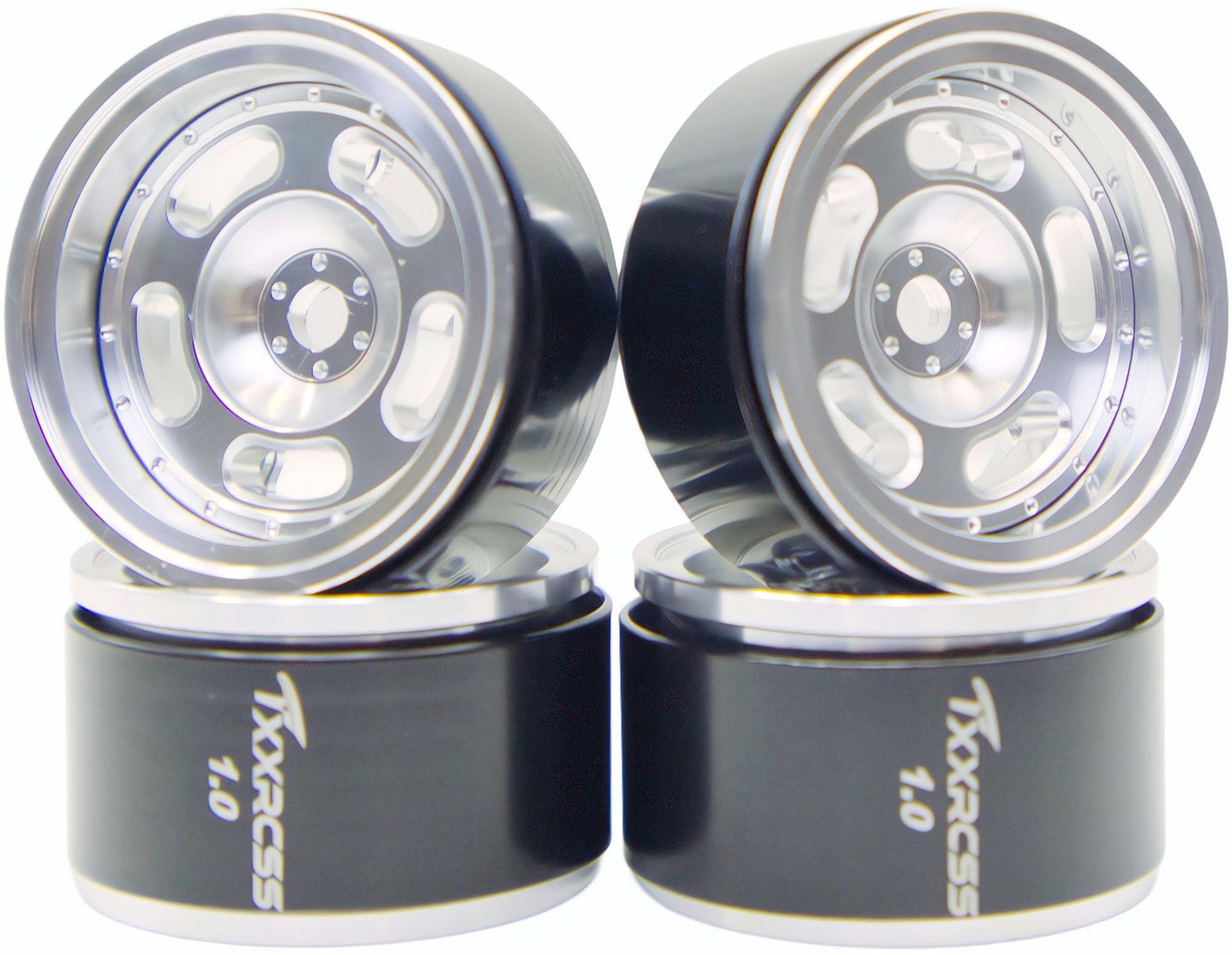 Txxrcss RC 1.0 Beadlock Wheels Offsets -2 Aluminum 27.5Mm (1.08In), Silver 