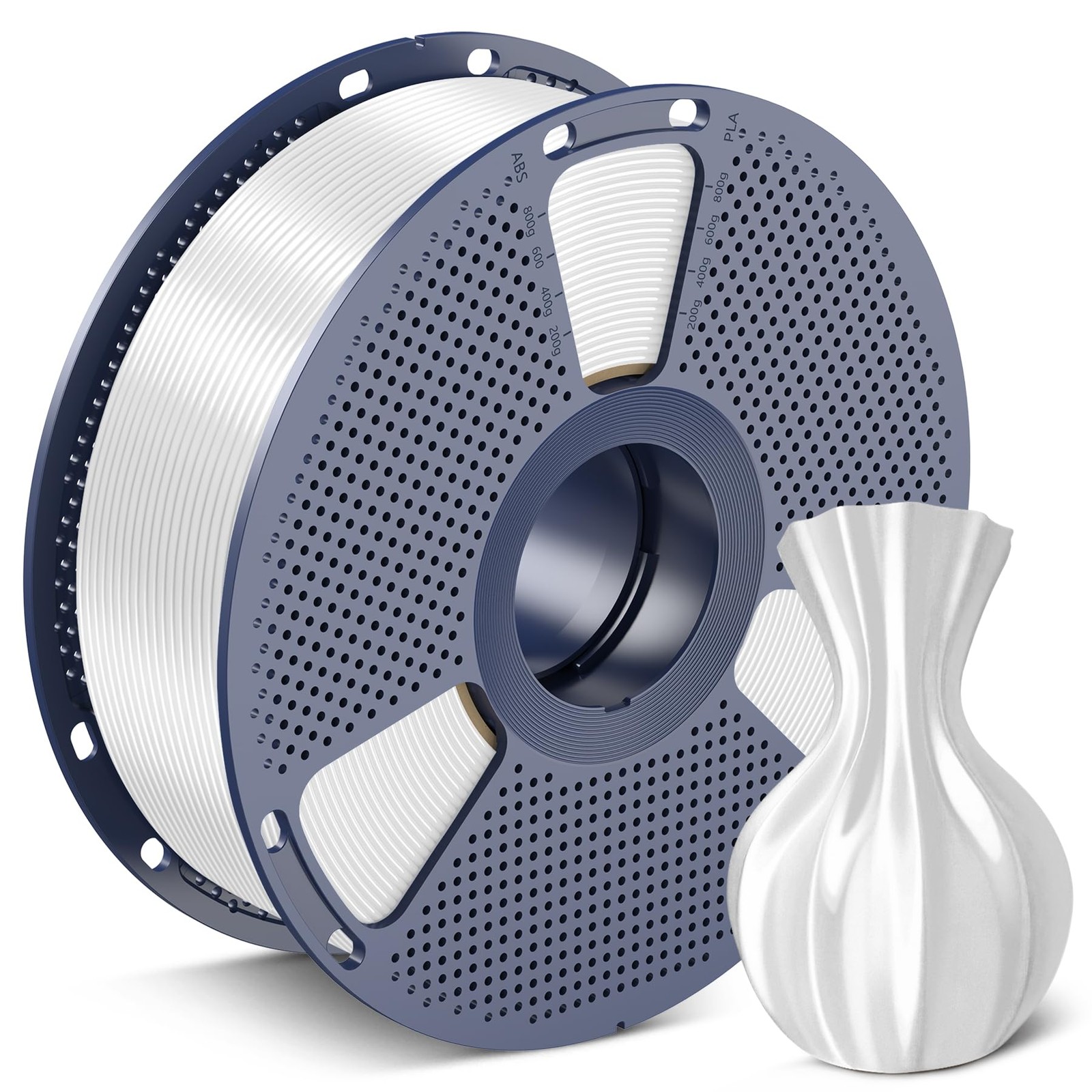 PLA+ Filament 1.75mm 1kg Silky White SUNLU Neatly Wound Shiny Printer Accuracy