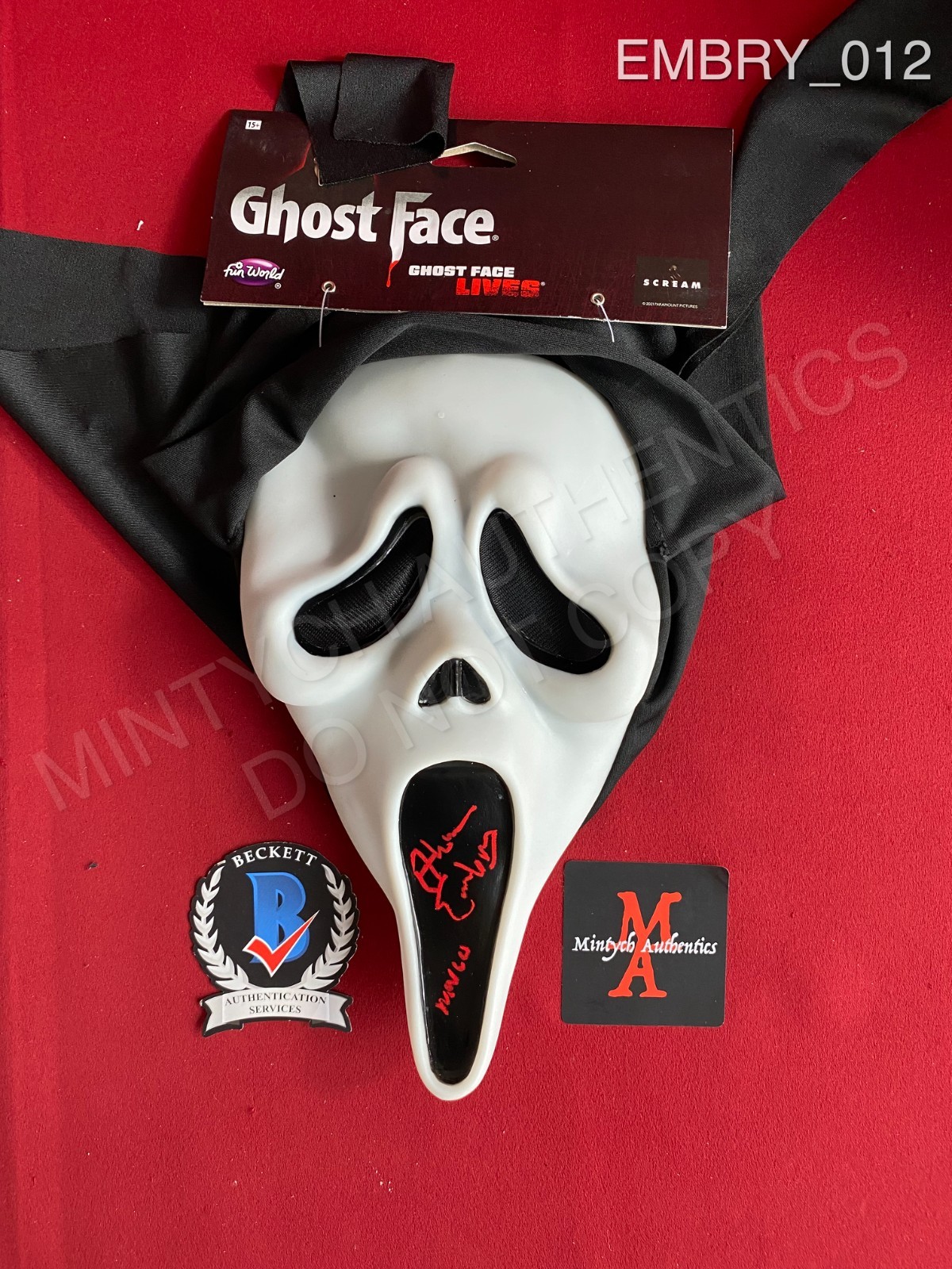 Ethan Embry autographed signed Ghost Face Fun World Mask Scream 7 Beckett Marco