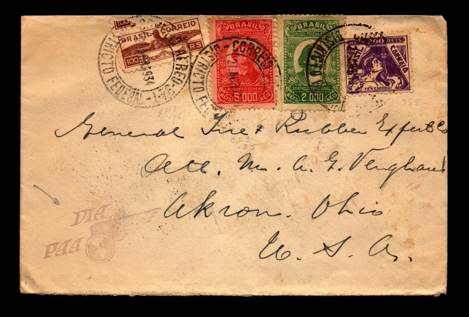 Brazil 1934 Panam Airmail Cover to USA - L20865