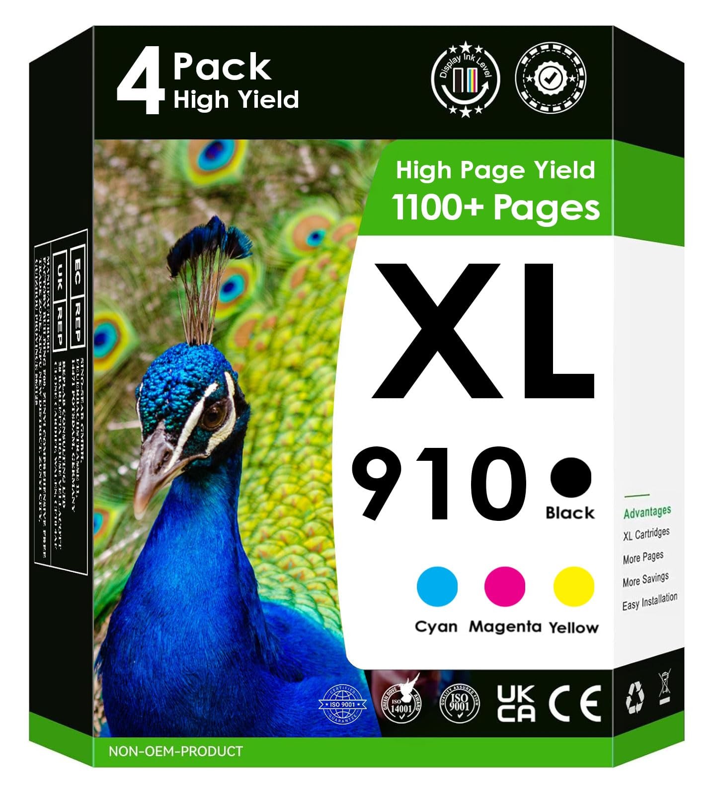 INKjetsclub Compatible Replacement for HP 910XL 4-Pack Black Cyan Magenta Yellow
