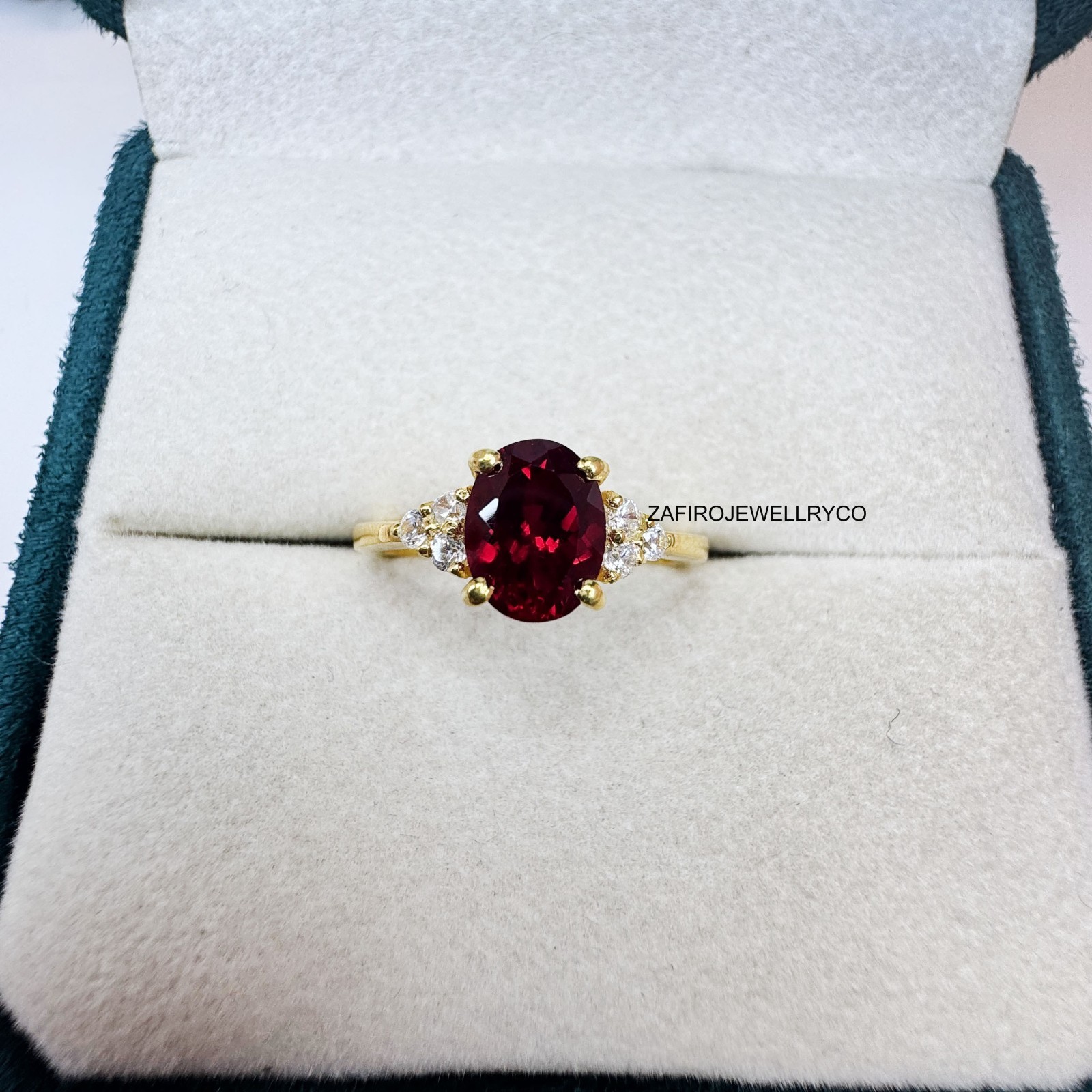 Ruby Ring, Bridesmaid Ring, 925 Sterling Silver, Three Stone Ring, Lab Created