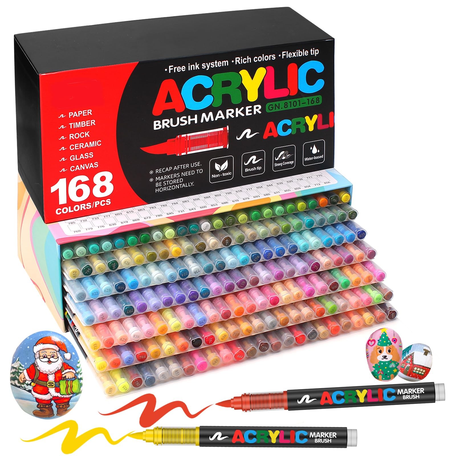 168 Colors Acrylic Markers, Soft Brush Tip Paint Pens and Paint Markers, Acry...