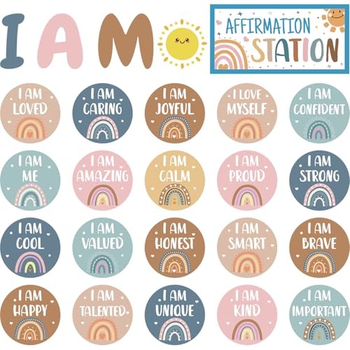 Boho Affirmation Station Bulletin Board Motivational Posters Mirror Growth 