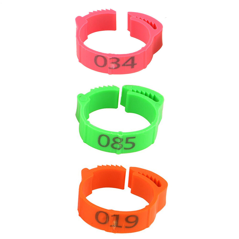 100PCS Chicken Leg Ring Numbered Poultry Duck Quail Foot Tags Clips Leg Ring