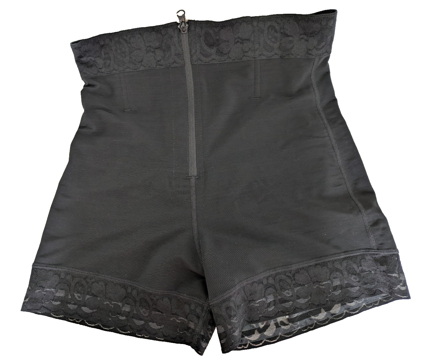 Women's Tummy Control Front Zip Shorts Black XL Butt Lifting Shapewear