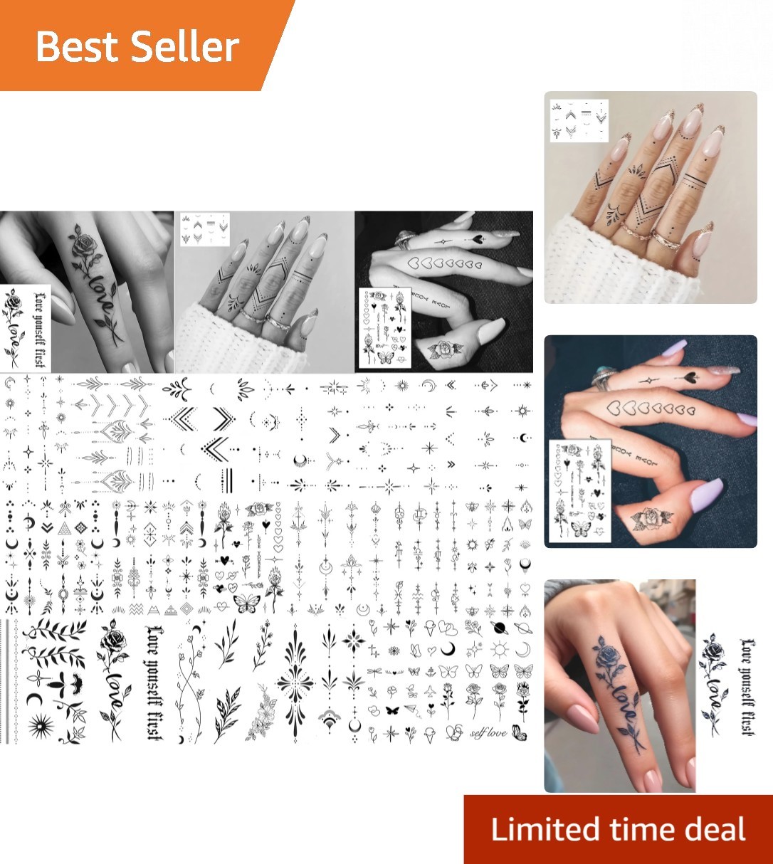 Stylish Y2K Black Temporary Tattoos - 18 Sheets for Adults & Teens, Waterproof