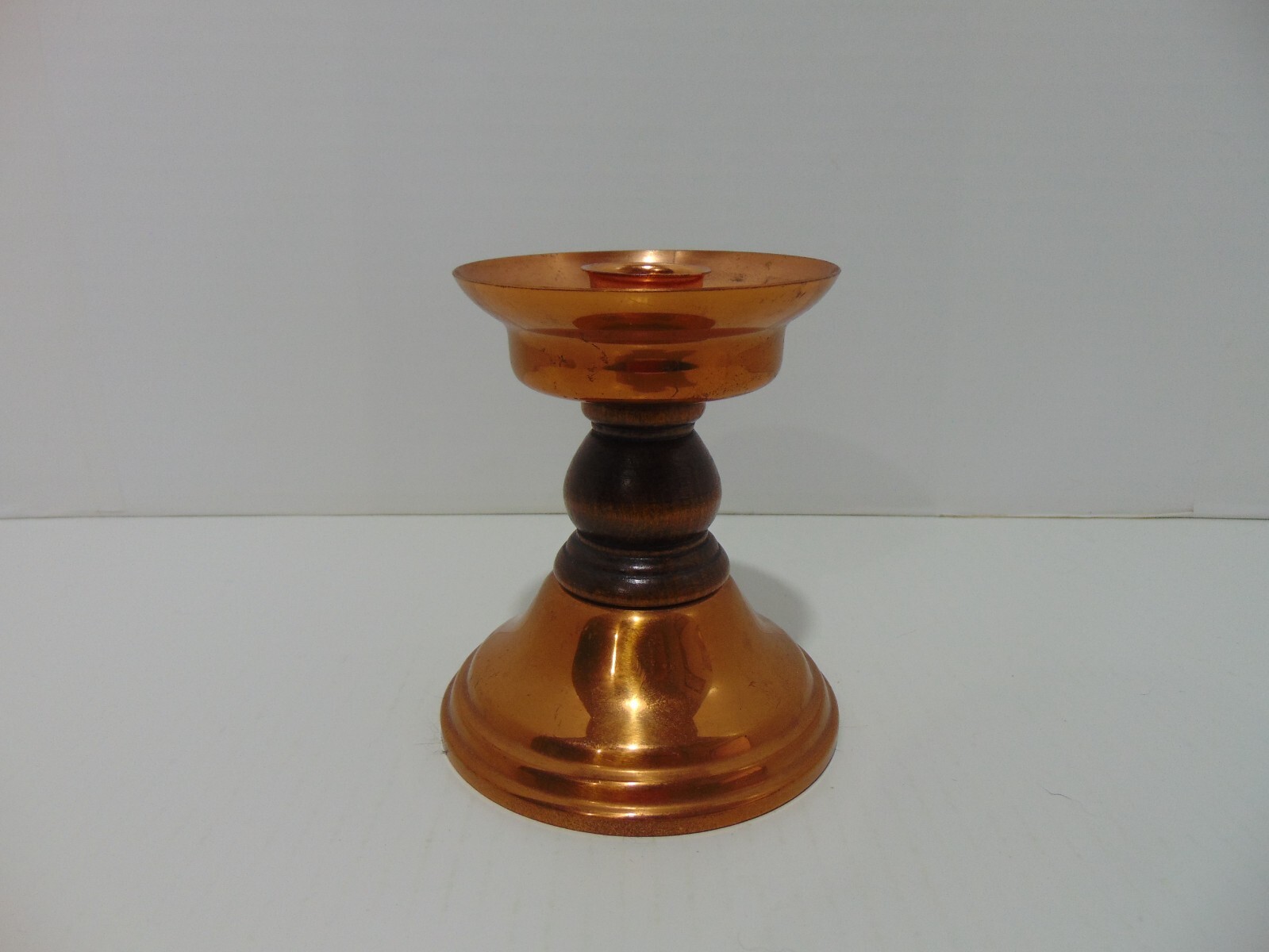 Copper And Wood Taper Candle Holder Felt Bottom