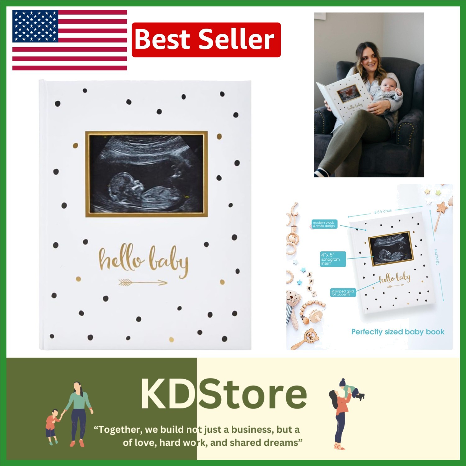 Elegant Black and Gold Polka Dot Baby Journal - Capture Milestones Creatively