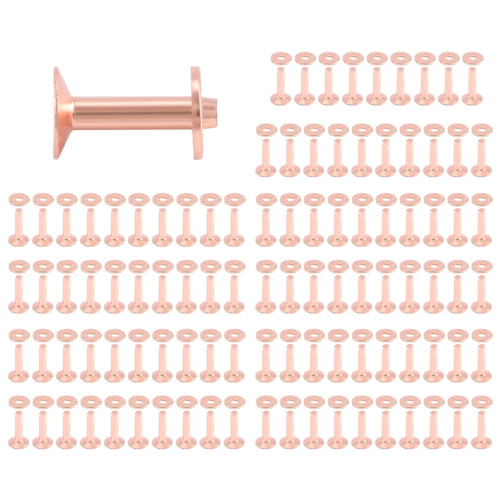 100 Sets Copper Rivets and Burrs Washers Leather Copper Rivet Fastener for7478