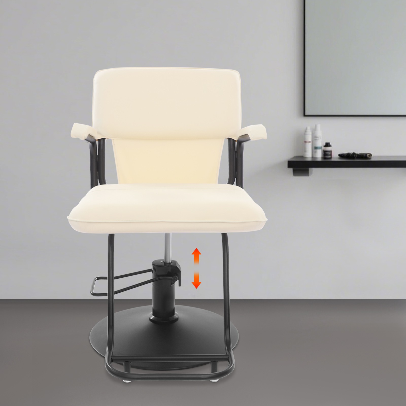 Salon Styling Chair, 360?? Swivel Barber Chair, Adjustable Beauty Chair, White