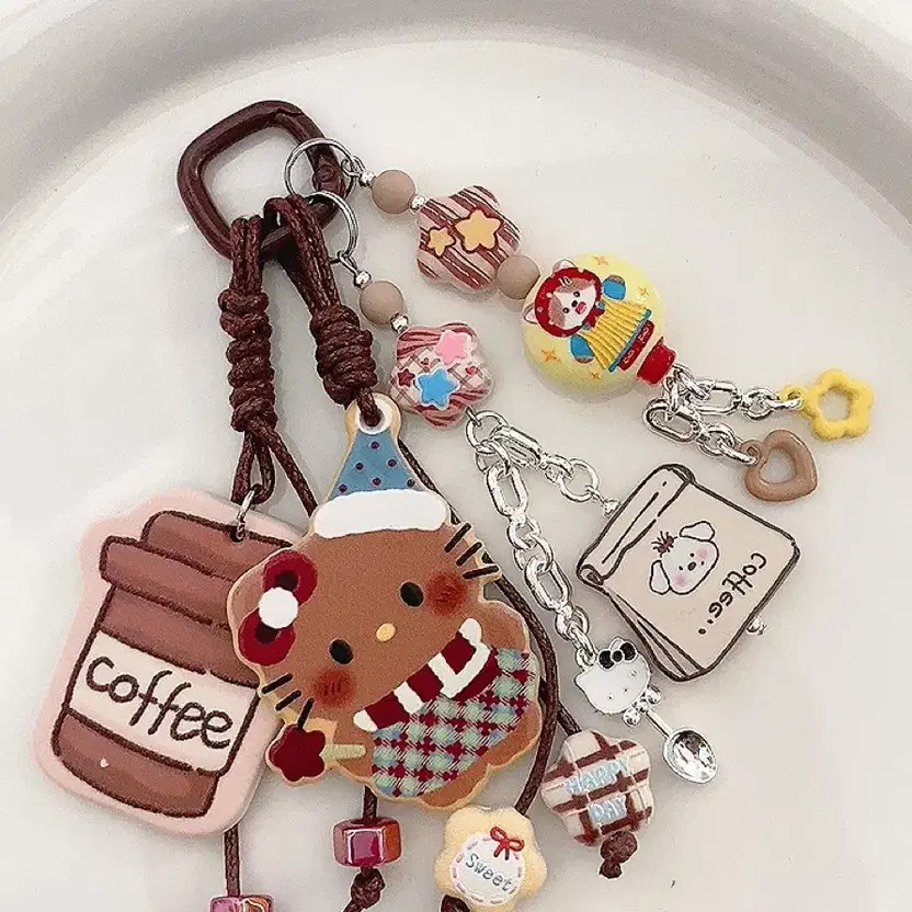 Cute Coffee Bear Keyring Pendant