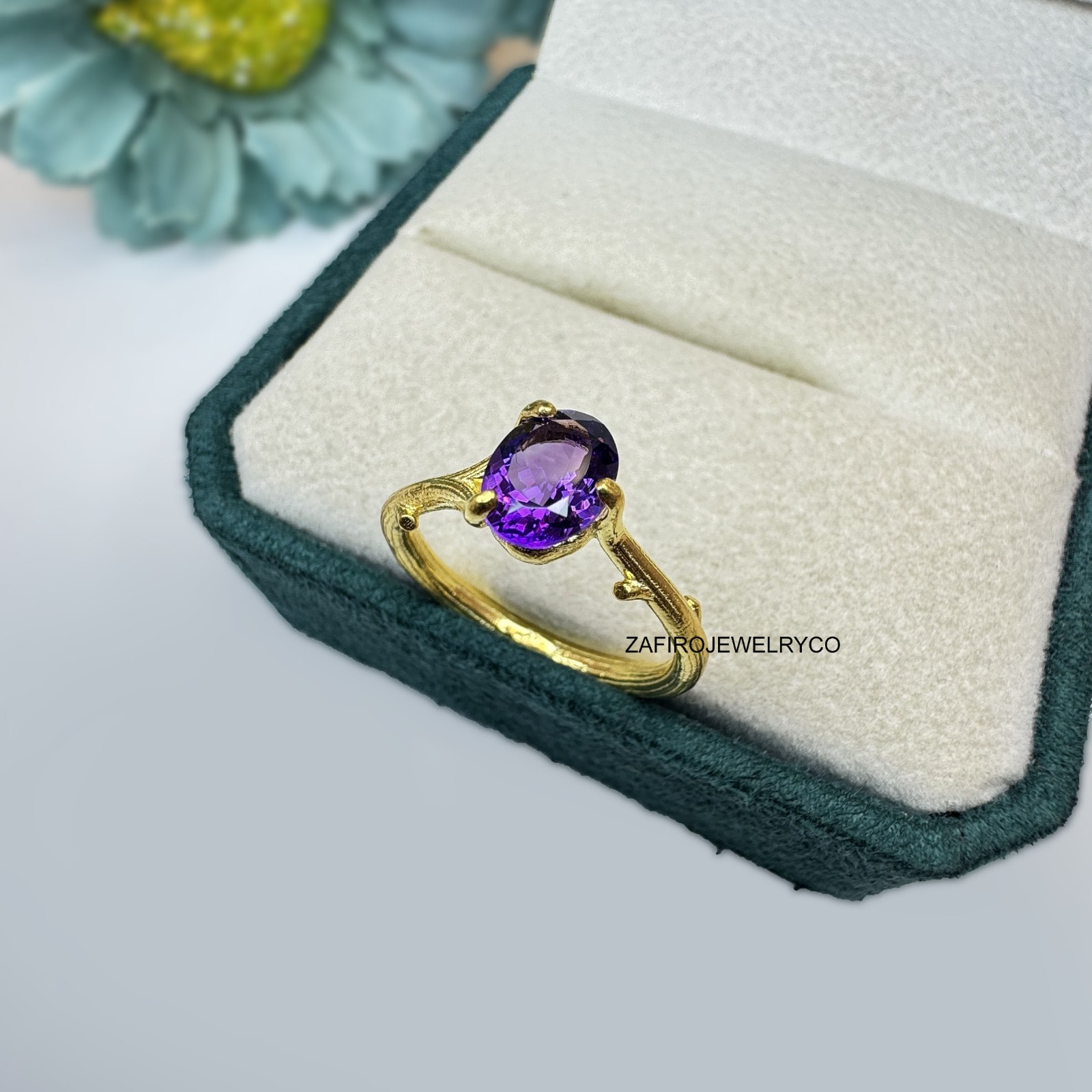 Natural Amethyst Ring, 925 Sterling Silver, Purpose Ring, Birthstone Ring