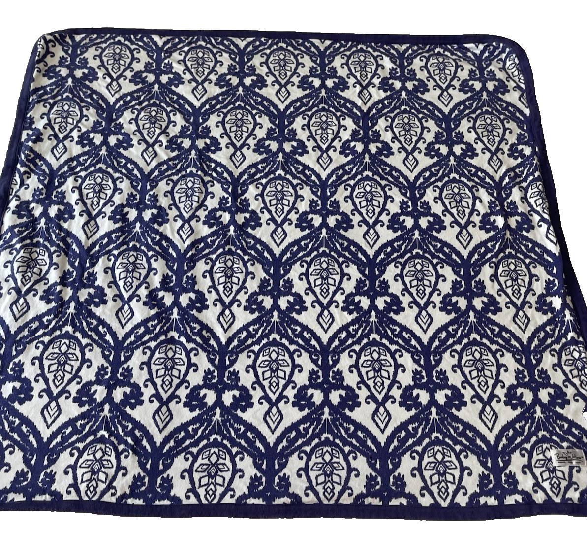 Baby Be Mine Baby Blanket Blue White Medallion Luxe Cotton 2 Ply Nursing