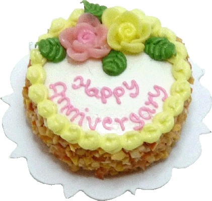 Dollhouse Happy Anniversary Cake 1:12 Scale Miniature Dessert Food Bakery