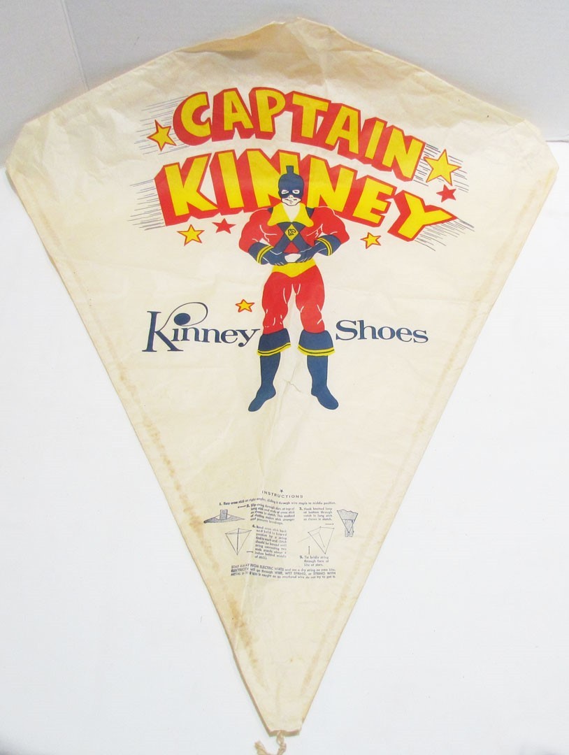 KINNEY SHOES CAPTAIN KINNEY PAPER KITE PREMIUM c. 1950's VINTAGE INCOMPLETE
