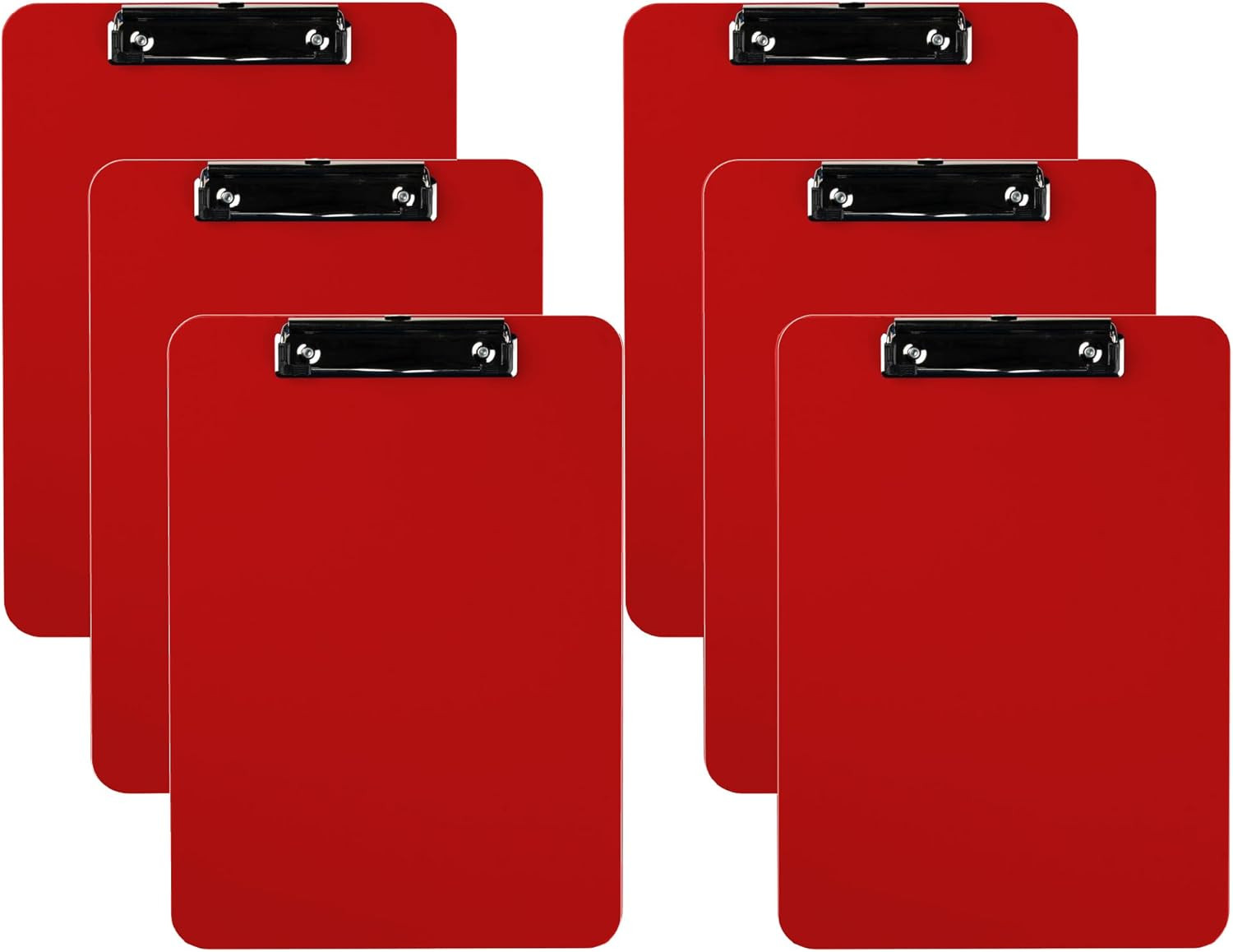 Pack of 6 Plastic Clipboards with Flat Clip, Durable Writing Boards for Work, Cl