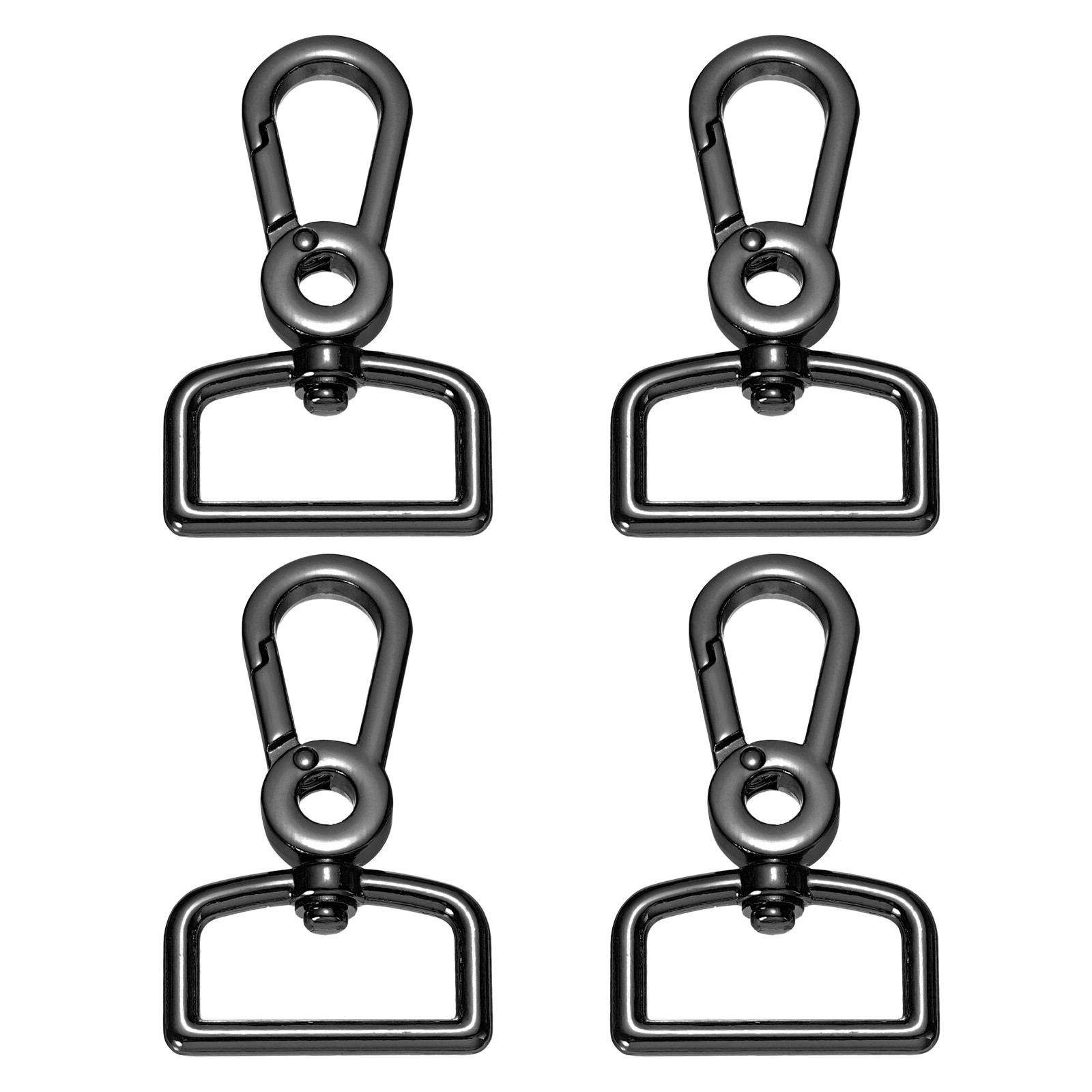4Pcs 1 Inch Snap Hooks, Swivel Lobster Claw Clasps with D Ring, Dark Grey