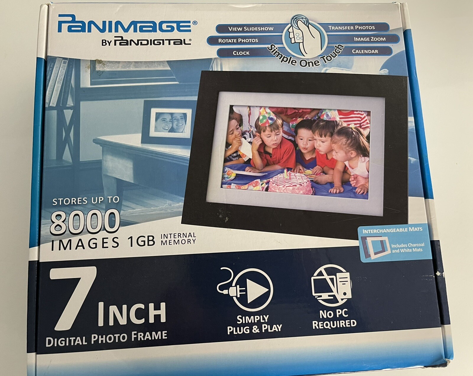 NEW, Pandigital, “Panimage”  7" Digital Picture Frame 8000 Images with Remote