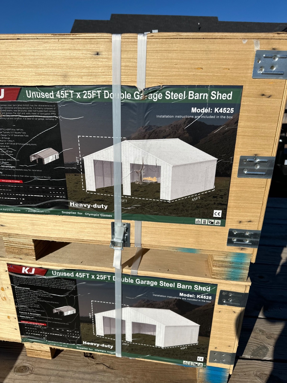 45' x 25' Metal Car Garage/Outdoor Storage Shed/Heavy Duty Galvanized Steel