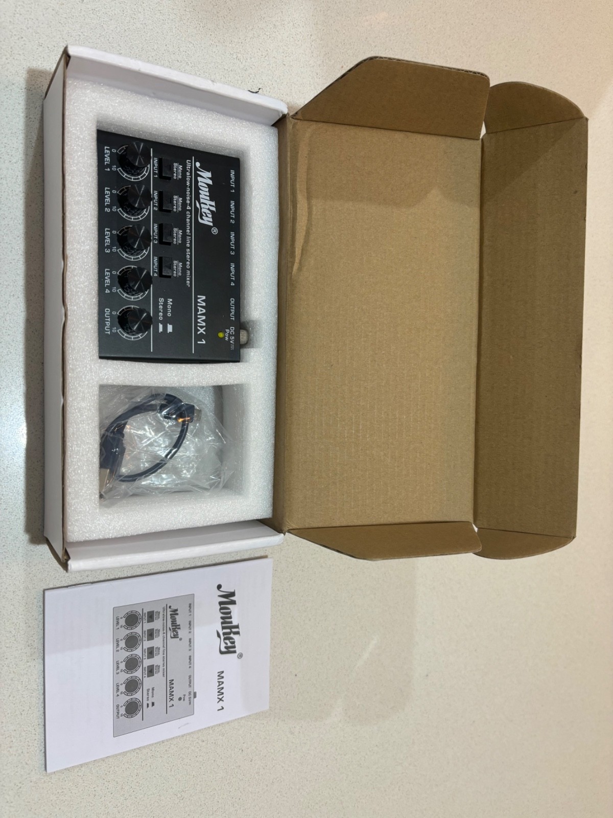 Mini Audio Mixer Line Mixer, DC 5V, 4-Stereo Ultra, Low-Noise 4-Channel for Sub-