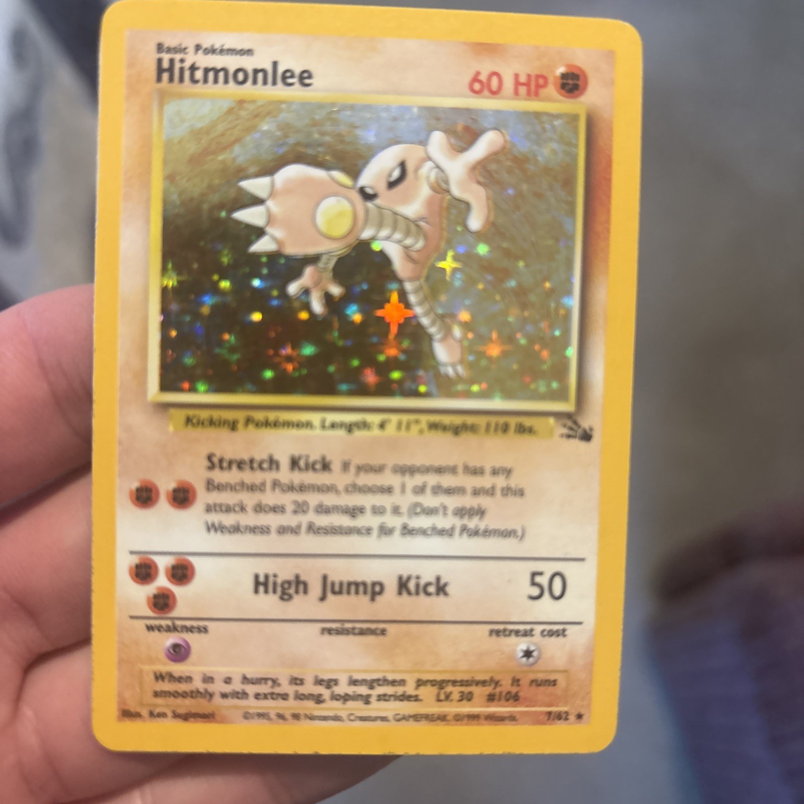 Hitmonlee 7/62 Fossil Holo