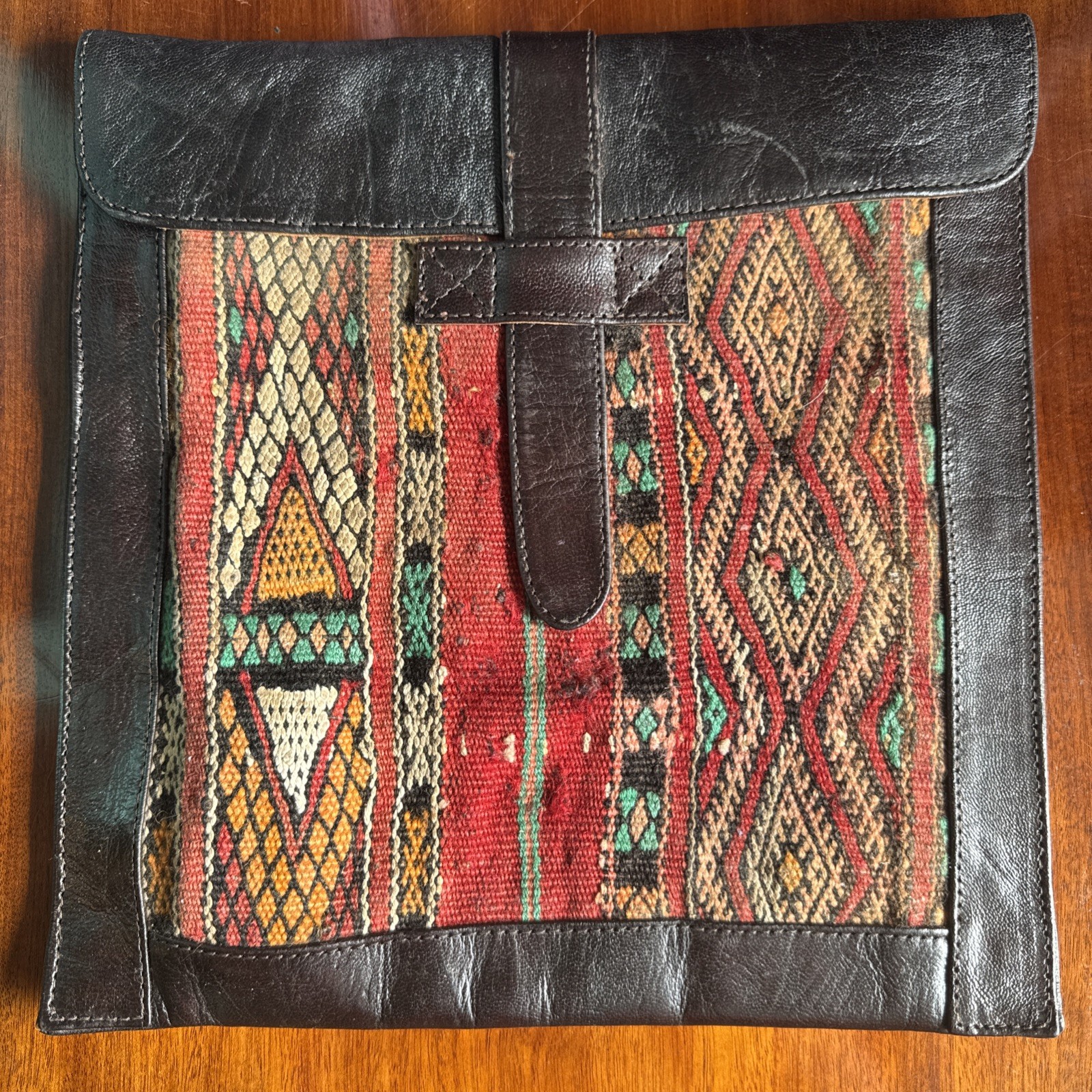 Vintage Kilim Leather Boho Hobo Carrying Satchel Travel Tablet/Accessory Case 